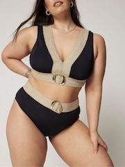 River Island Black Plus Elastic High Waisted Buckle Briefs - Image 3 of 12