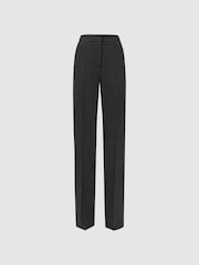 Reiss Grey Melange Iria Wool Blend Wide Leg Suit Trousers - Image 2 of 4
