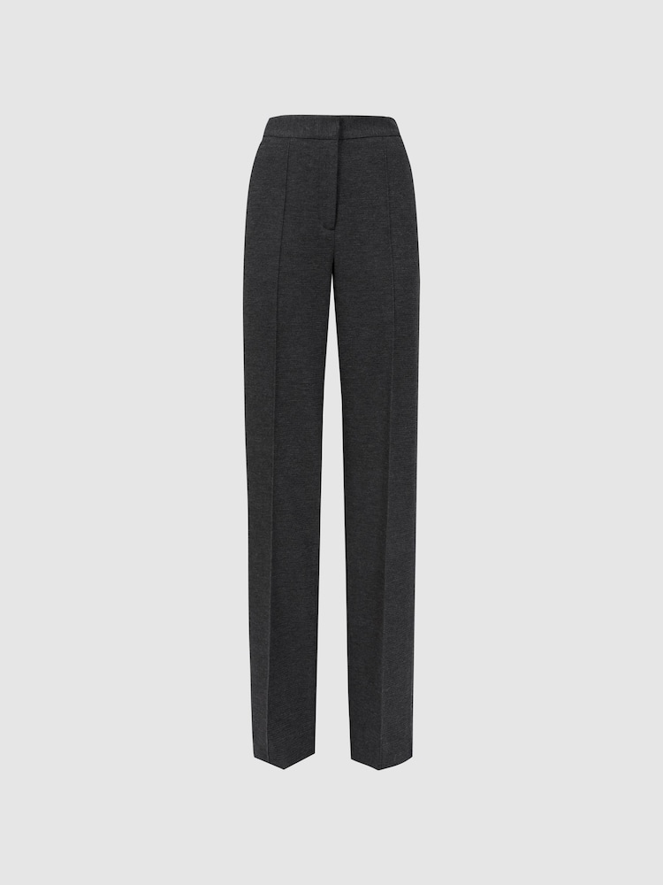 Reiss Grey Melange Iria Wool Blend Wide Leg Suit Trousers - Image 2 of 4