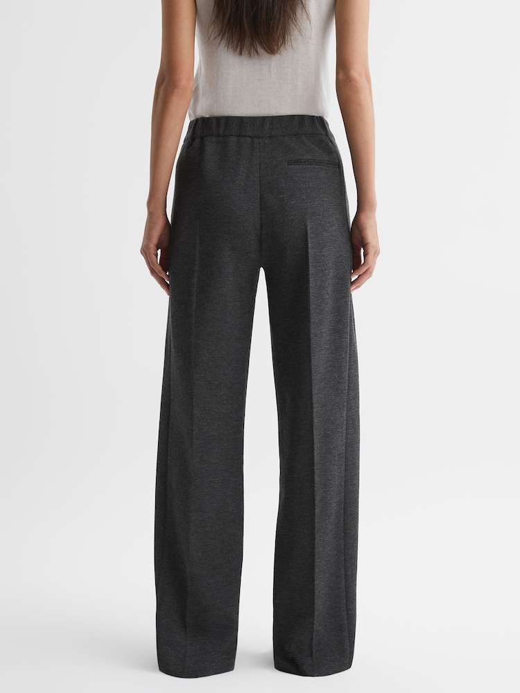 Reiss Grey Melange Iria Wool Blend Wide Leg Suit Trousers - Image 4 of 4