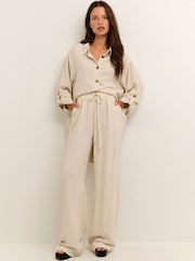 Kaffe Yellow Liny Elastic Waist Casual Trousers - Image 2 of 5