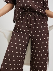 River Island Brown Polka Dot Neoprene Tape Trousers - Image 4 of 4