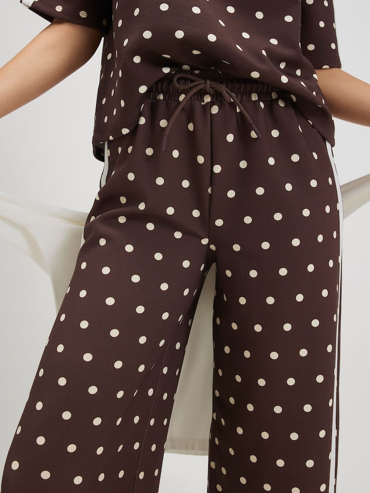 River Island Brown Polka Dot Neoprene Tape Trousers - Image 4 of 4