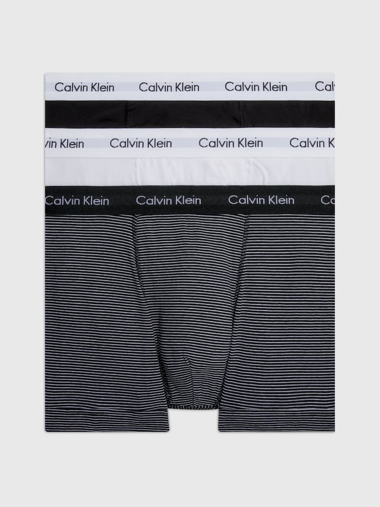 Calvin Klein Black/White/Stripe Classic Stretch Trunks Boxers 3 Pack - Image 1 of 4