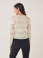 Ecru White Pointelle Frill Jumper - Image 4 of 7