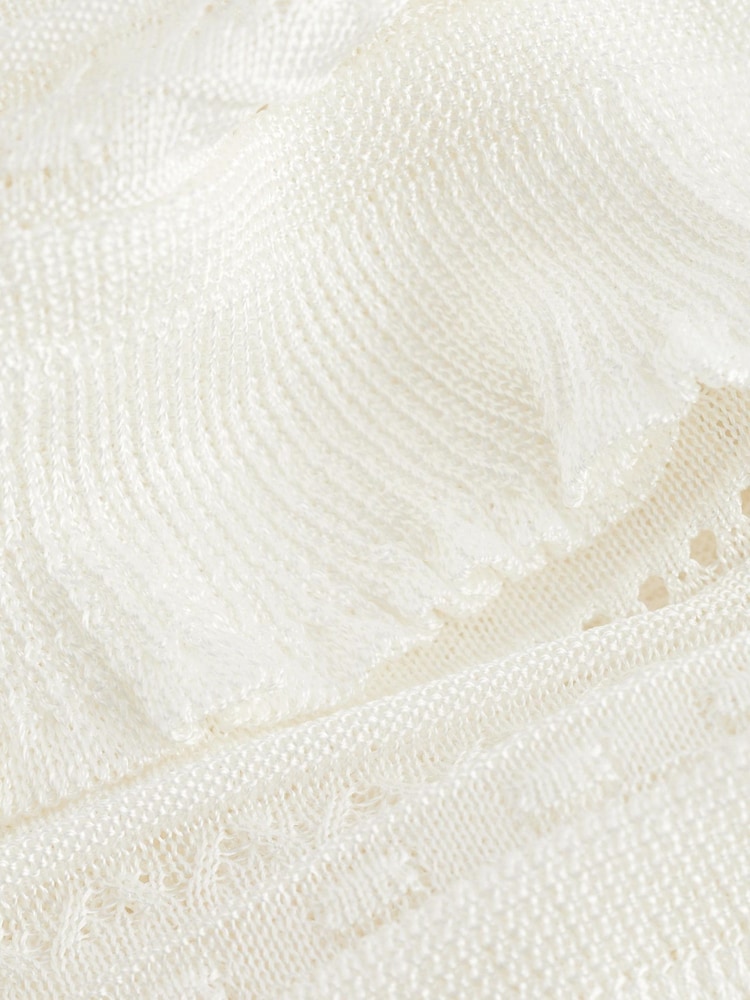 Ecru White Pointelle Frill Jumper - Image 7 of 7