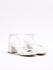 River Island White Wide Fit Tubular Heeled Sandals - Image 3 of 6