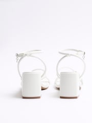 River Island White Wide Fit Tubular Heeled Sandals - Image 4 of 6