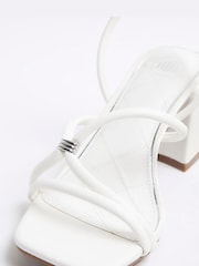 River Island White Wide Fit Tubular Heeled Sandals - Image 6 of 6