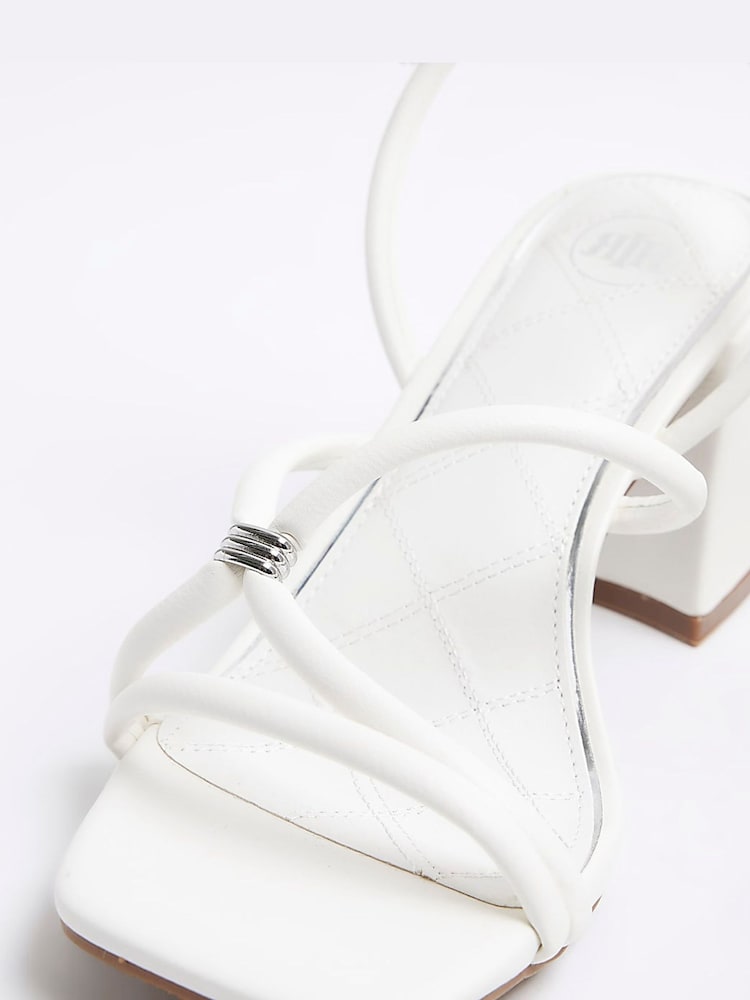River Island White Wide Fit Tubular Heeled Sandals - Image 6 of 6