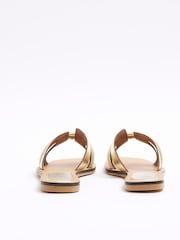 River Island Gold Cut Out Strap Leather Sandals - Image 3 of 4