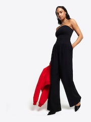 River Island Black Triple Pleat Wide Leg Trousers - Image 2 of 6