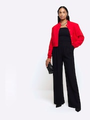 River Island Black Triple Pleat Wide Leg Trousers - Image 4 of 6