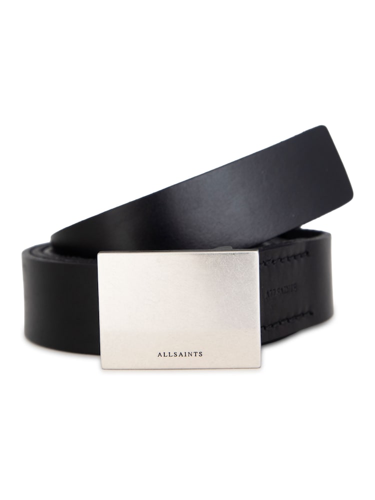 AllSaints Black 32Mm Long Leather Plaque Belt - Image 1 of 3