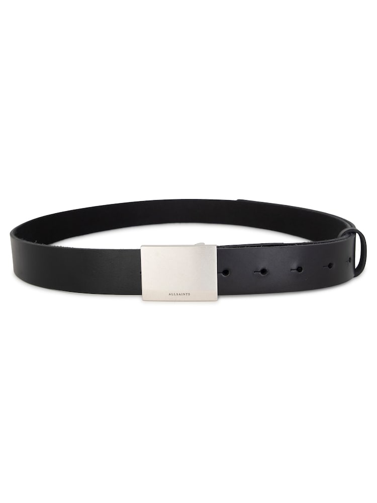 AllSaints Black 32Mm Long Leather Plaque Belt - Image 2 of 3