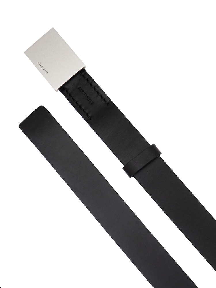 AllSaints Black 32Mm Long Leather Plaque Belt - Image 3 of 3