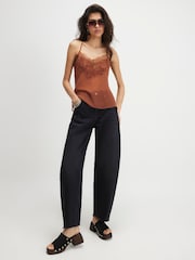 River Island Black Twist Seam Barrel Jeans - Image 1 of 4