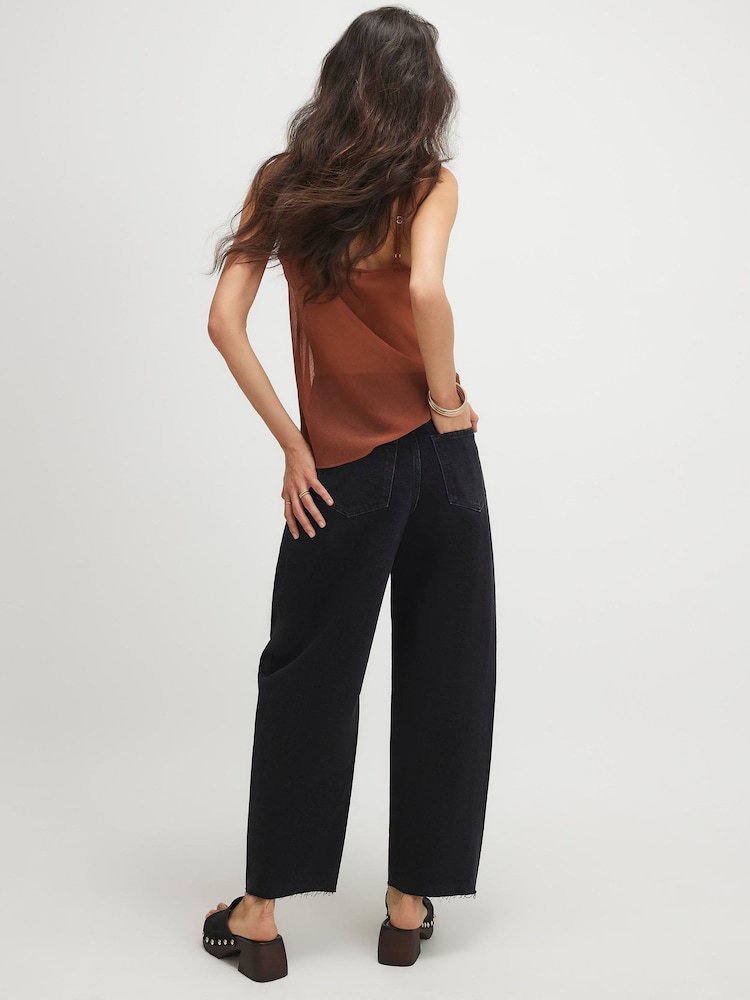 River Island Black Twist Seam Barrel Jeans - Image 2 of 4 River Island Black Twist Seam Barrel Jeans - Image 2 of 4