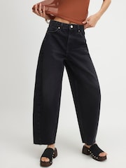 River Island Black Twist Seam Barrel Jeans - Image 3 of 4