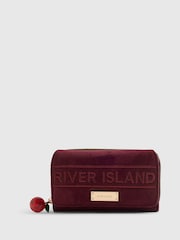 River Island Red Suede Logo Flap Purse - Image 1 of 5