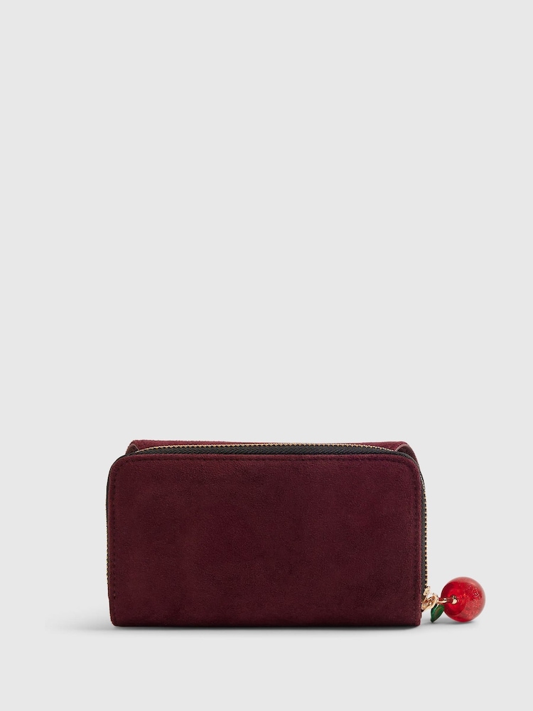 River Island Red Suede Logo Flap Purse - Image 2 of 5 River Island Red Suede Logo Flap Purse - Image 2 of 5