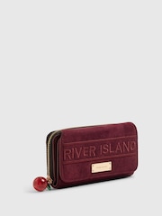 River Island Red Suede Logo Flap Purse - Image 3 of 5