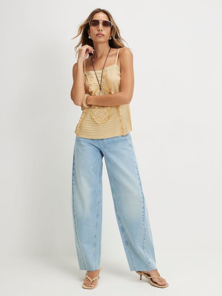River Island Blue Twist Seam Barrel Jeans - Image 1 of 4