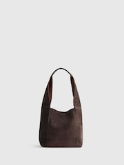River Island Brown Panelled Suede Slouch Bag - Image 2 of 4