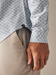 Blue Stretch Oxford Printed Long Sleeve Shirt - Image 4 of 7