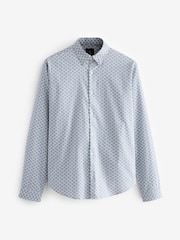Blue Stretch Oxford Printed Long Sleeve Shirt - Image 5 of 7