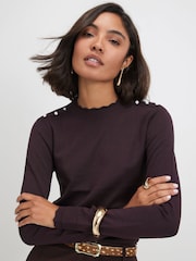 River Island Brown Pretty Trim Top - Image 1 of 4