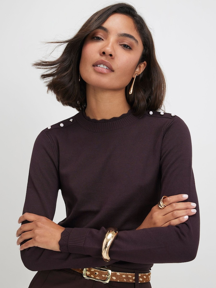 River Island Brown Pretty Trim Top - Image 1 of 4 River Island Brown Pretty Trim Top - Image 1 of 4