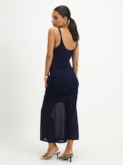 River Island Blue Sleeveless Lace Trim Drape Midi Dress - Image 4 of 4
