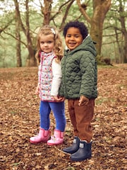 JoJo Maman Bébé Pink Cosy Lined Unicorn Ankle Wellies - Image 2 of 6