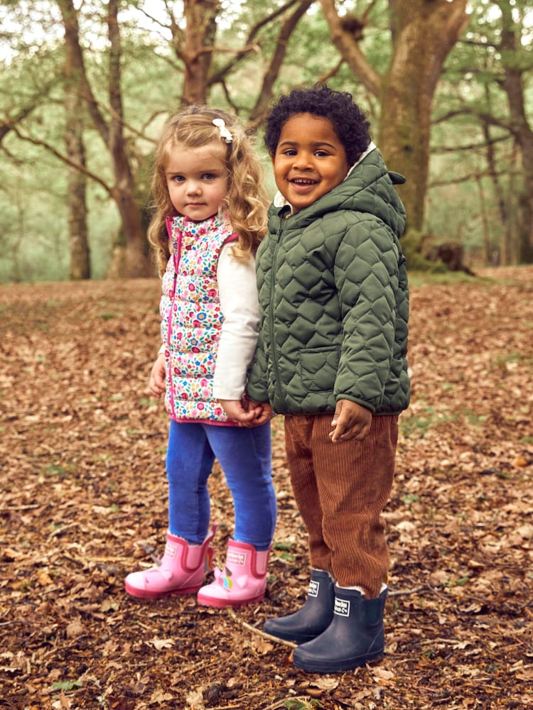 JoJo Maman Bébé Pink Cosy Lined Unicorn Ankle Wellies - Image 2 of 6