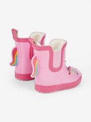 JoJo Maman Bébé Pink Cosy Lined Unicorn Ankle Wellies - Image 5 of 6