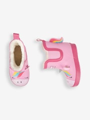 JoJo Maman Bébé Pink Cosy Lined Unicorn Ankle Wellies - Image 6 of 6