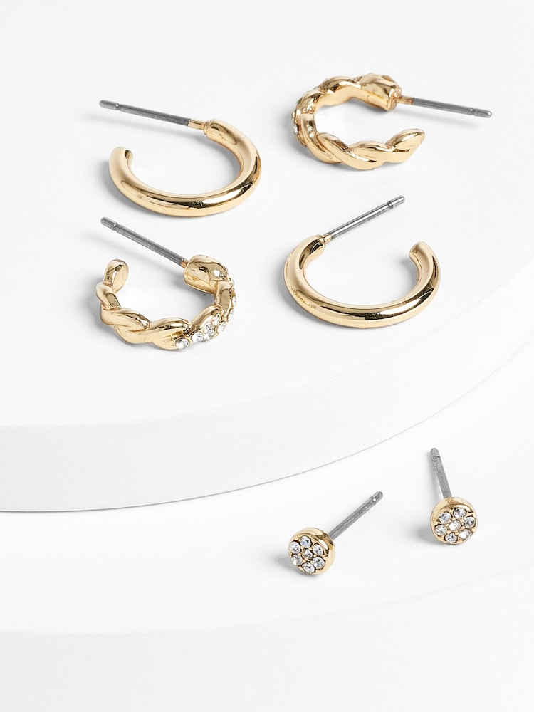 PILGRIM Gold Winny Recycled Stud Hoop Eqarrings Set - Image 1 of 3