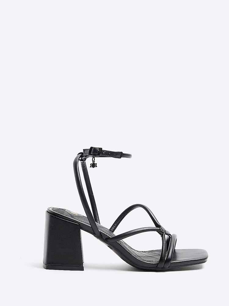 River Island Black Wide Fit Tubular Heeled Sandals - Image 2 of 5