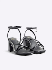 River Island Black Wide Fit Tubular Heeled Sandals - Image 3 of 5