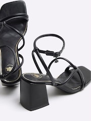 River Island Black Wide Fit Tubular Heeled Sandals - Image 5 of 5