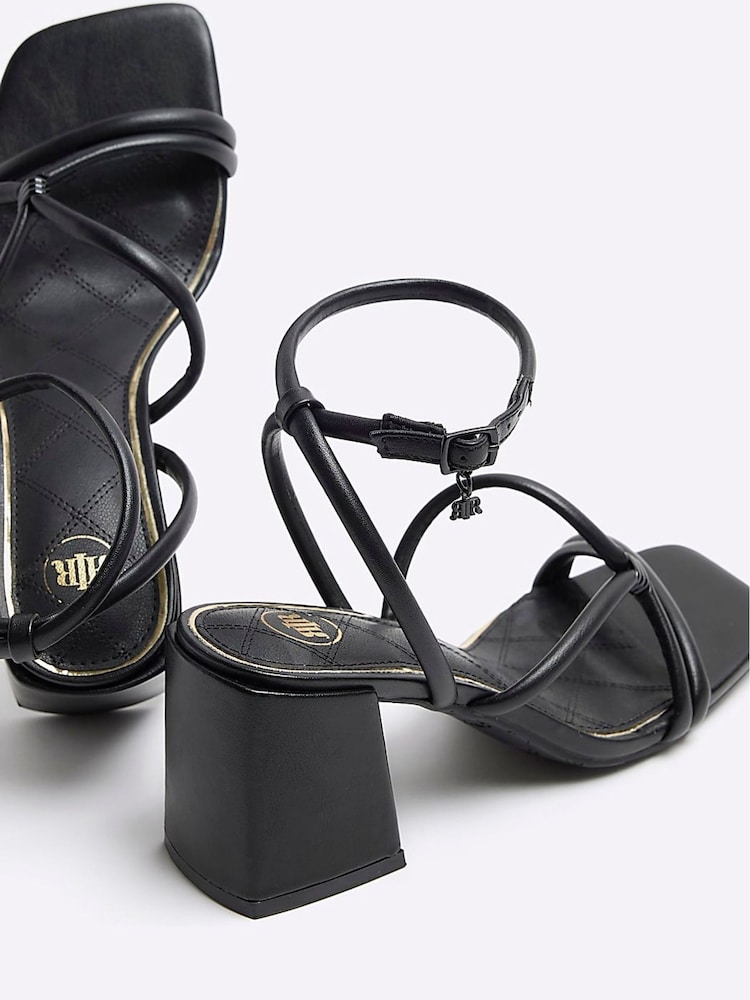 River Island Black Wide Fit Tubular Heeled Sandals - Image 5 of 5