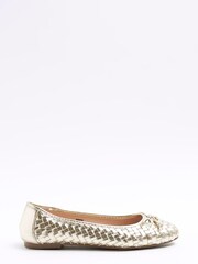 River Island Gold Bow Ballerinas - Image 1 of 4