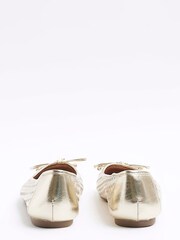 River Island Gold Bow Ballerinas - Image 3 of 4