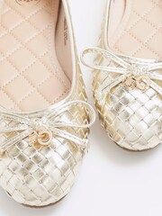 River Island Gold Bow Ballerinas - Image 4 of 4