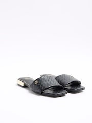 River Island Black Woven Mule Flat Sandals - Image 1 of 5