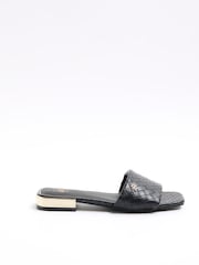 River Island Black Woven Mule Flat Sandals - Image 2 of 5