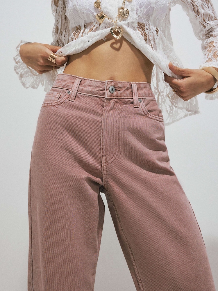 River Island Pink Relaxed Straight Jeans - Image 2 of 4 River Island Pink Relaxed Straight Jeans - Image 2 of 4