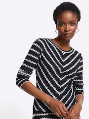 River Island Black Crochet Stripe Top - Image 1 of 7