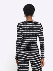 River Island Black Crochet Stripe Top - Image 3 of 7
